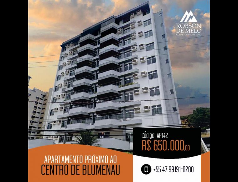 Apartamento no Bairro Ponta Aguda em Blumenau com 3 Dormitórios (1 suíte) e 164 m² - AP142