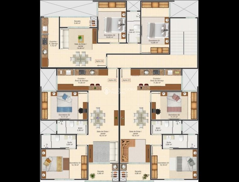 Apartamento no Bairro Rio Pequeno em Camboriú com 2 Dormitórios (1 suíte) - 473463