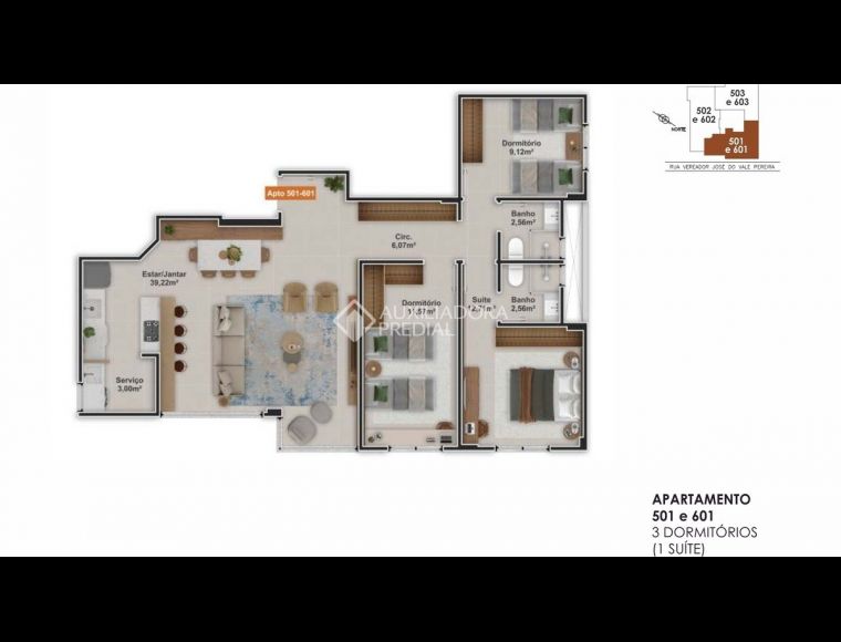 Apartamento no Bairro Coqueiros em Florianópolis com 2 Dormitórios (2 suítes) e 73 m² - 642394