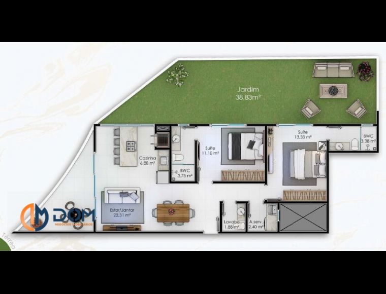 Apartamento no Bairro Ingleses em Florianópolis com 2 Dormitórios (2 suítes) e 135 m² - GD0080
