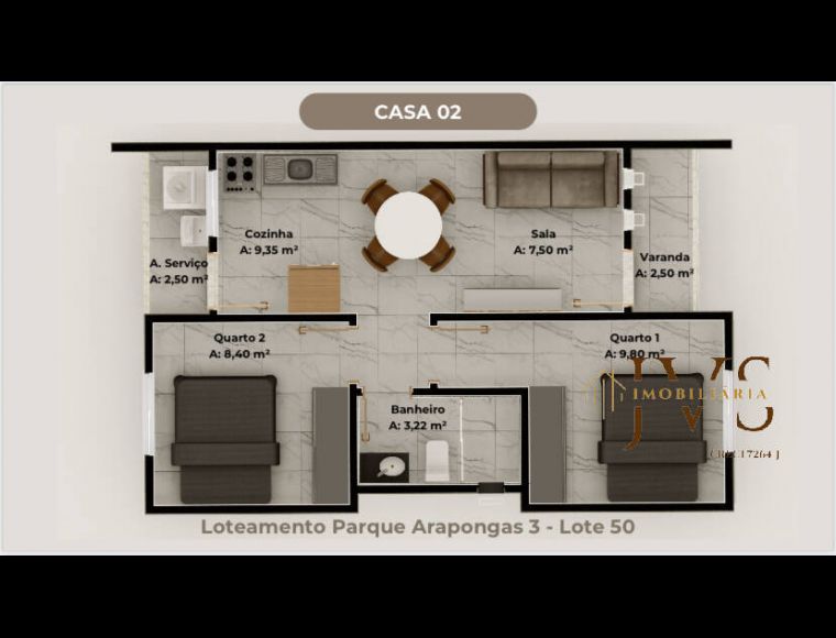 Casa no Bairro Arapongas em Indaial com 2 Dormitórios e 50 m² - 1025