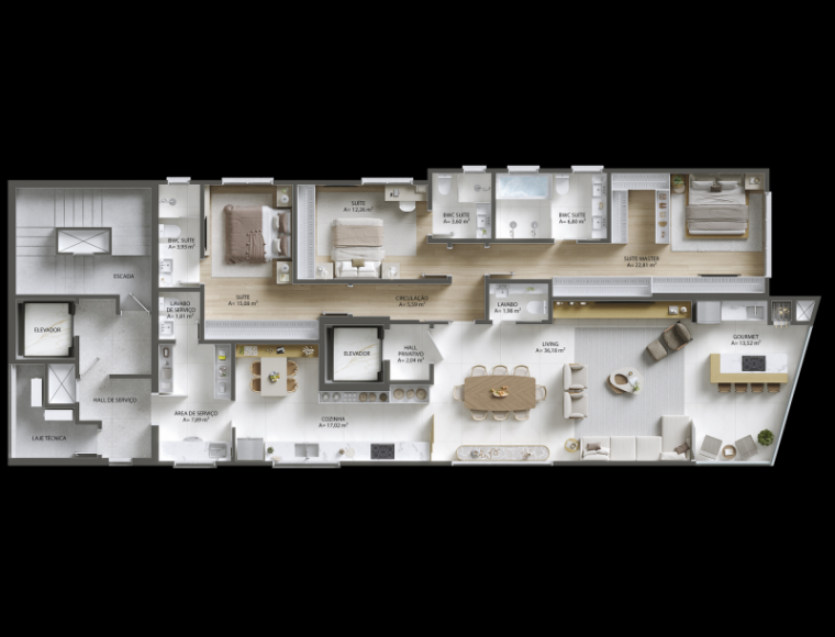 Apartamento no Bairro Centro em Itajaí com 3 Dormitórios (3 suítes) - 570