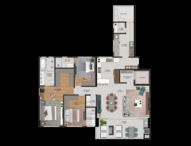 Apartamento no Bairro Fazenda em Itajaí com 3 Dormitórios (3 suítes) e 155 m² - 586