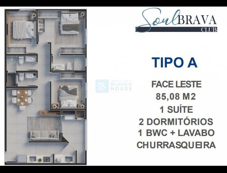Apartamento no Bairro Praia Brava em Itajaí com 2 Dormitórios (1 suíte) e 65.19 m² - 4190929