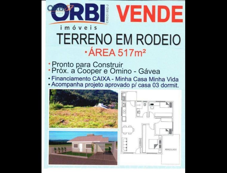Terreno em Rodeio com 517 m² - TE0142