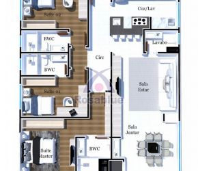 Apartamento no Bairro Ariribá em Balneário Camboriú com 3 Dormitórios (3 suítes) e 105 m² - 1311
