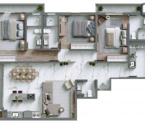 Apartamento no Bairro Itacolomi em Balneário Piçarras com 3 Dormitórios (3 suítes) e 130 m² - 276