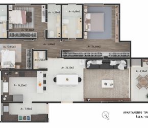 Apartamento no Bairro Bom Retiro em Blumenau com 3 Dormitórios (3 suítes) e 170 m² - 3476901