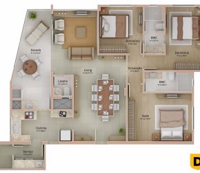 Apartamento no Bairro Vila Nova em Blumenau com 3 Dormitórios (3 suítes) e 110.59 m² - 4120995