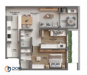 Apartamento no Bairro Cacupé em Florianópolis com 2 Dormitórios (1 suíte) e 76 m² - 1181