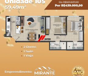 Apartamento no Bairro Coqueiros em Florianópolis com 2 Dormitórios (1 suíte) e 38.53 m² - AP02128V