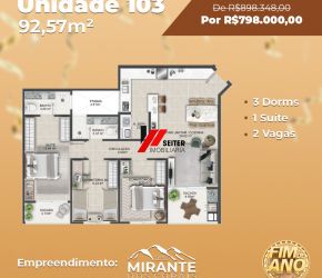 Apartamento no Bairro Coqueiros em Florianópolis com 3 Dormitórios (1 suíte) e 72.57 m² - AP02126V