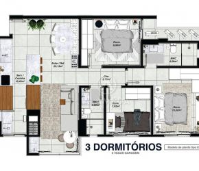 Apartamento no Bairro Sete de Setembro em Gaspar com 3 Dormitórios (1 suíte) e 83 m² - AP1596
