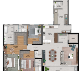 Apartamento no Bairro Fazenda em Itajaí com 3 Dormitórios (3 suítes) e 155 m² - 586