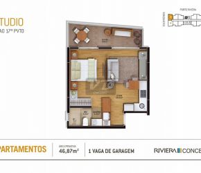 Apartamento no Bairro Fazendinha em Itajaí com 1 Dormitórios (1 suíte) e 47 m² - 1153