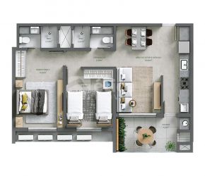 Apartamento no Bairro São Vicente em Itajaí com 2 Dormitórios (1 suíte) e 62 m² - 2221