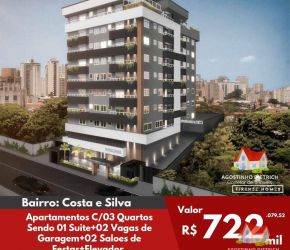 Apartamento no Bairro Costa e Silva em Joinville com 3 Dormitórios (1 suíte) e 111 m² - AP0206