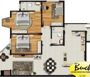 Apartamento no Bairro Santa Catarina em Joinville com 3 Dormitórios (1 suíte) e 119 m² - BU53843V